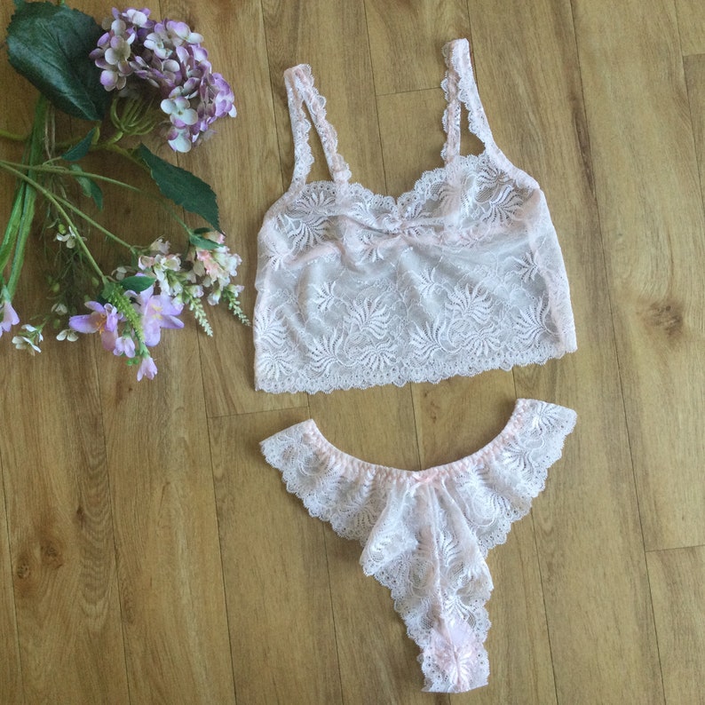 AA Cup Bralette Vest No Cup Bra Set Choice of Thong or - Etsy UK
