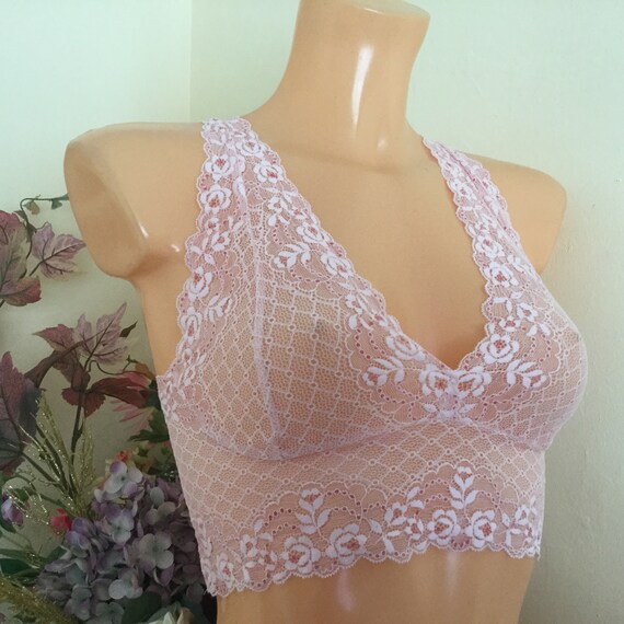 pink bralette crop top