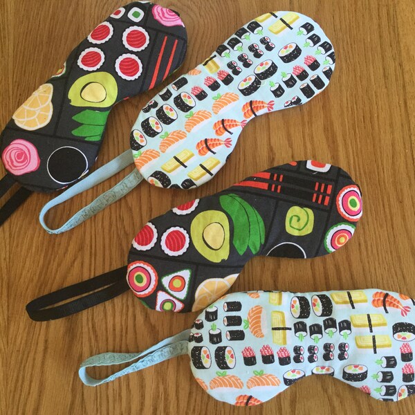 Food lovers sleepmask, sushi print   padded eye mask, beautiful gift