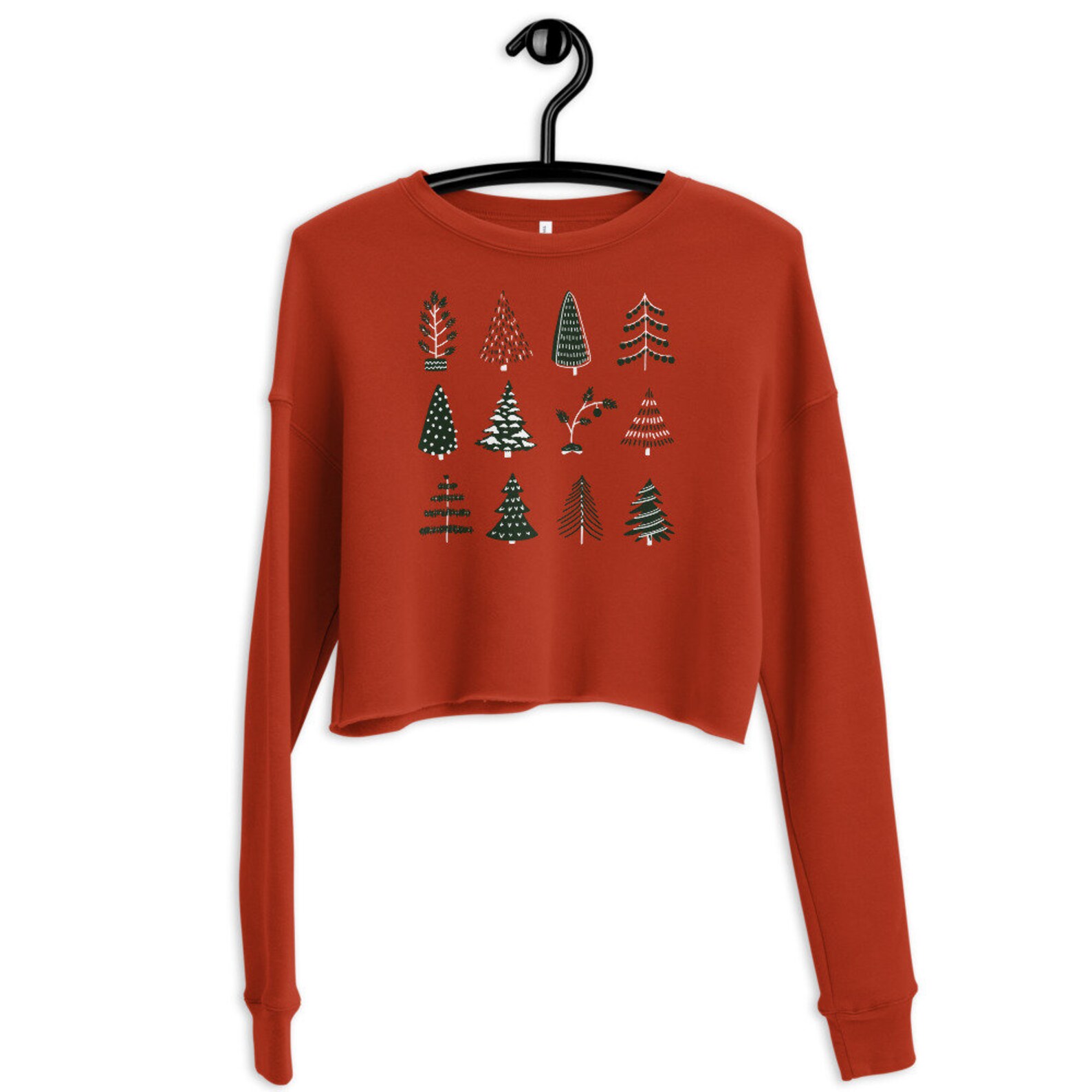 Christmas Sweater Crop Top Sweatshirt Christmas Tree Sweater Etsy
