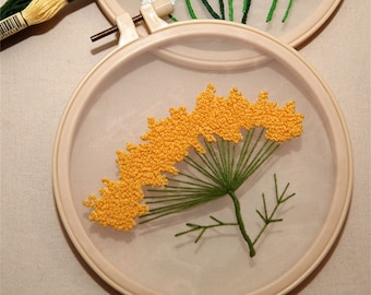 Diy start up embroidery set.Plants transparent embroidery kit for beginner,Flower diy Kit,beginner Hand Embroidery Full Kit,diy 3