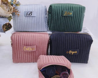 Personalized Velvet Makeup Bag,Mother's Day Gift,Gift for her,Bachelorette Party,Bridesmaid Gift,customized Travel Bag,Cosmetics storage bag