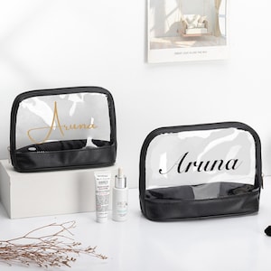 Junggesellinnenabschied, Brautjungferngeschenk, Strandhochzeitsbevorzugung. Klare Reisetasche, Sommerurlaub, personalisierte Make-up-Tasche, Hang over kit Bag