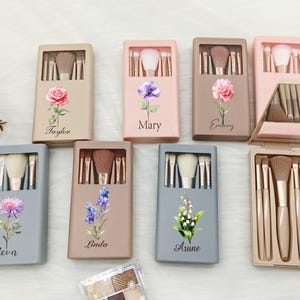 Personalized Makeup Brush Set, Makeup Brush Box with Mirror, Cosmetic Brush Organizer, Wedding Gift, Bridesmaid Gift,Travel Gift for Her/Mom