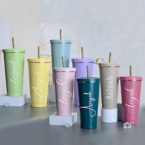 Gobelet personnalisé avec paille, cadeau de demoiselle d&#39;honneur, gobelet personnalisé, gobelet de fête 17 oz/25 oz, proposition de demoiselle d&#39;honneur, cadeau personnalisé, gobelet skinny