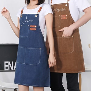 Personalized Unisex Canvas Apron, Custom Cross Back Artist Apron for Men, Women, Birthday Gift, BBQ Apron, Gardener Gift, Housewarming Gift