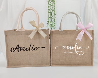 Personalized Bridesmaid Beach Bag - Tote Gift Bags,Beach Bachelorette gift,Bridesmaid Gift,jute bags,Burlap Tote Bags,Wedding Favors,bridal