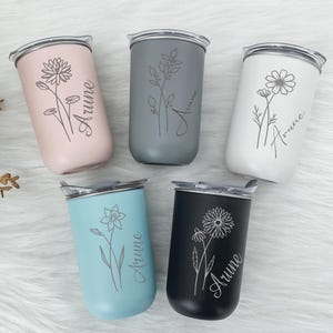 Personalized Birth flowers Bridesmaid Cup ,wedding 10oz Cup,Birth flowers Coffee Cup,Bridesmaid Proposal ,Insulated Tumbler,Bridesmaid Gift