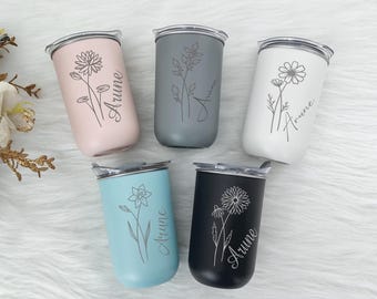 Gepersonaliseerde geboortebloemen bruidsmeisje beker, bruiloft 10oz beker, geboorte bloemen koffiekopje, bruidsmeisje voorstel, geïsoleerde beker, cadeau bruidsmeisje