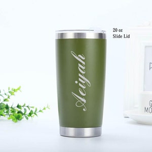 Gobelet 20 OZ personnalisé, 18 couleurs, tasse de voyage personnalisée, gobelet gravé au laser, tasse en acier inoxydable, gobelet isotherme, gobelet monogramme