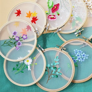 Diy embroidery kit beginner- Modern Floral Pattern -Hand Embroidery Full Kit - DIY Flower Embroidery Hoop Wall Art Kit ,personalized Gift 15