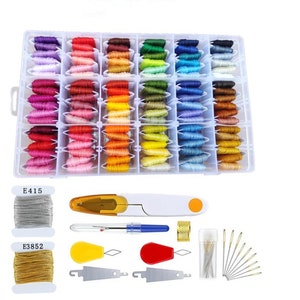 Embroidery Thread String Kit,36 /50 /60/108 Skeins 8M ea. Floss Bobbins with organizer storage box,Embroidery Floss for Cross Stitch