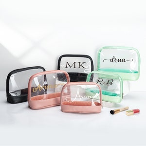 Personalisierte Make-up Tasche, Junggesellinnenabschied, Brautjungfer Geschenk, Hochzeit am Strand. Klare Reisetasche, Sommerferien, Hang over Kit Bag