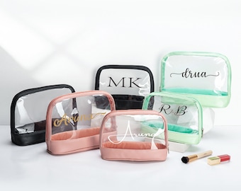 Personalisierte Make-up Tasche, Junggesellinnenabschied, Brautjungfer Geschenk, Hochzeit am Strand. Klare Reisetasche, Sommerferien, Hang over Kit Bag