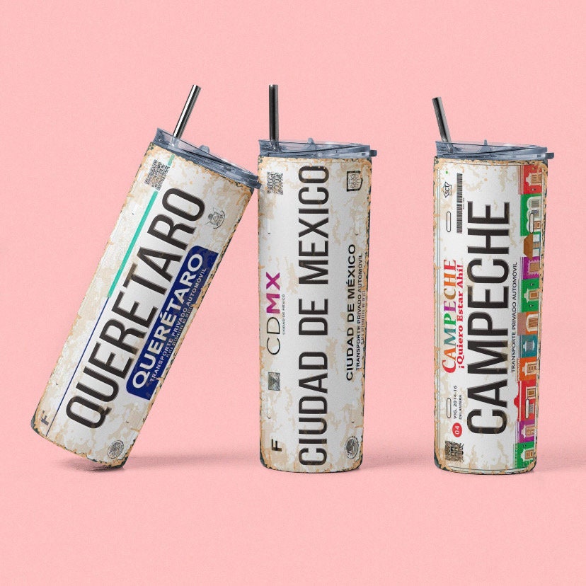 Placas Estados De Mexico Botella De Agua Dos Tapas Mexican Tumbler Two