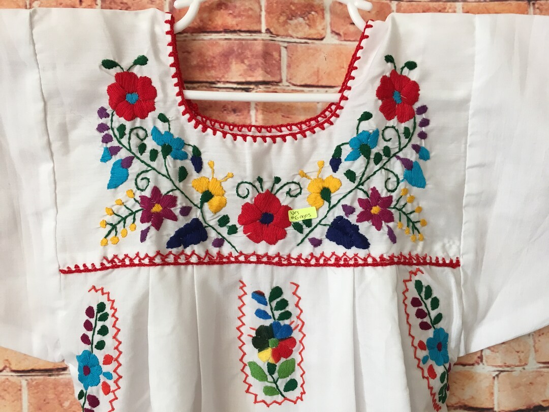 Hand Embroidered Mexican Dress puebla Style Size 6 Girls - Etsy