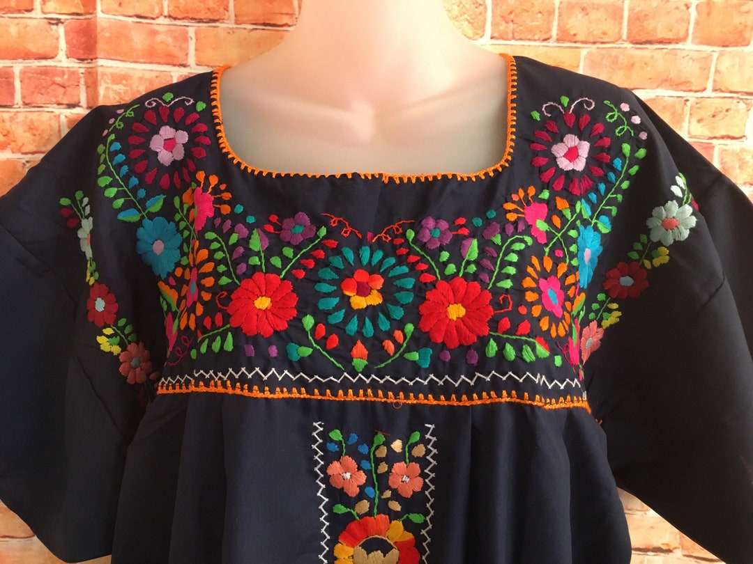 Embroidered Mexican Dress Size 2XL puebla Style - Etsy