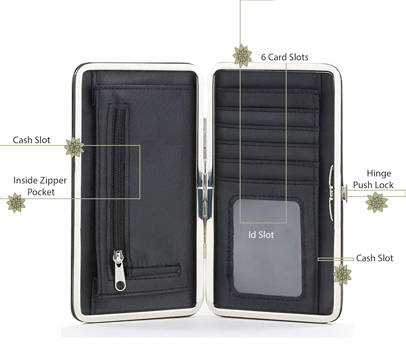 Texture Women's Hinge Wallet Faux Leather Hard Clutch Purse