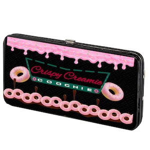 Crispy Creamie - Cartera con bisagras para mujer con textura - Monedero rígido de piel sintética, estuche multifunción para artículos esenciales