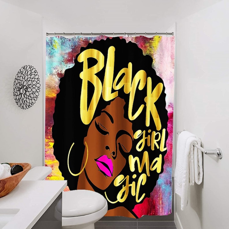African Black Girl Magic Shower Curtain Queen Abstract Style Etsy
