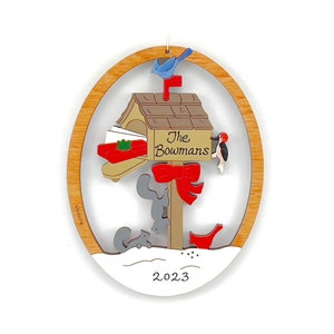 Personalisierte Mailbox Weihnachtsverzierung-Holz, Laser-Schnitt, Handgemalt