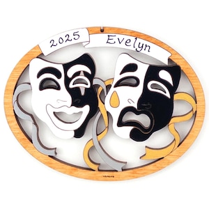 Personalized Drama Theater Acting Christmas Ornament- Wood, Laser-Cut, Hand Painted