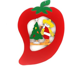 Chili Pepper Christmas Ornament-Wood, Laser Cut, Hand Painted