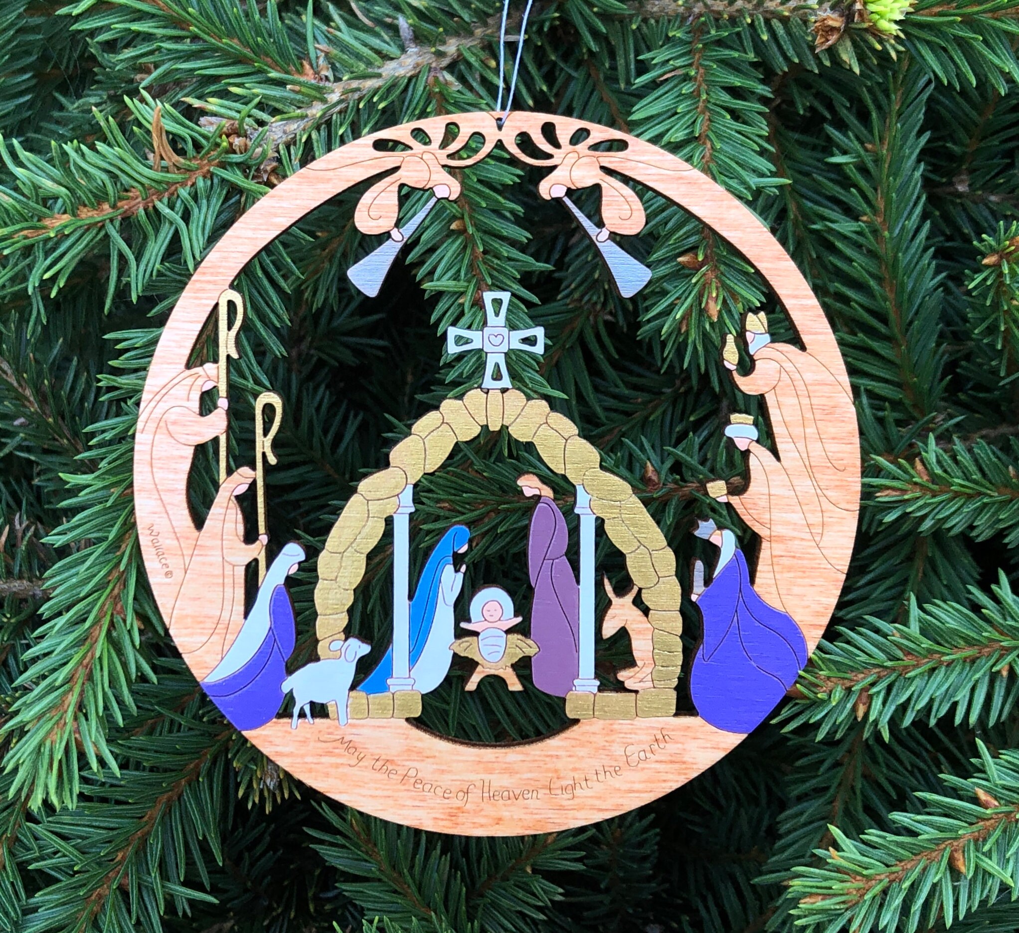 Unique Nativity Round Christmas Ornament Manger Scene Wood - Etsy