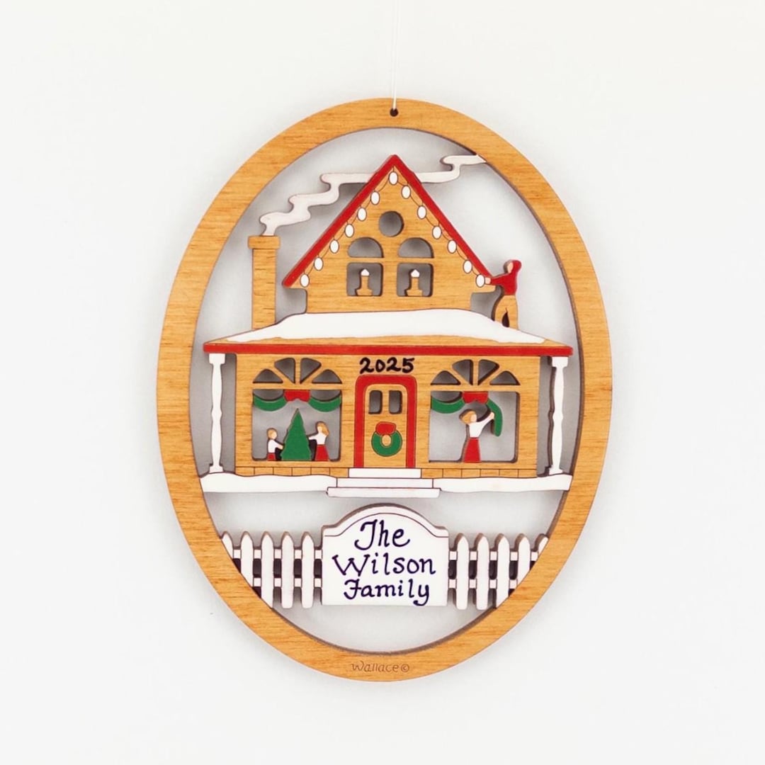 Personalized Family Decorating House for Christmas Ornament-wood, Laser ...