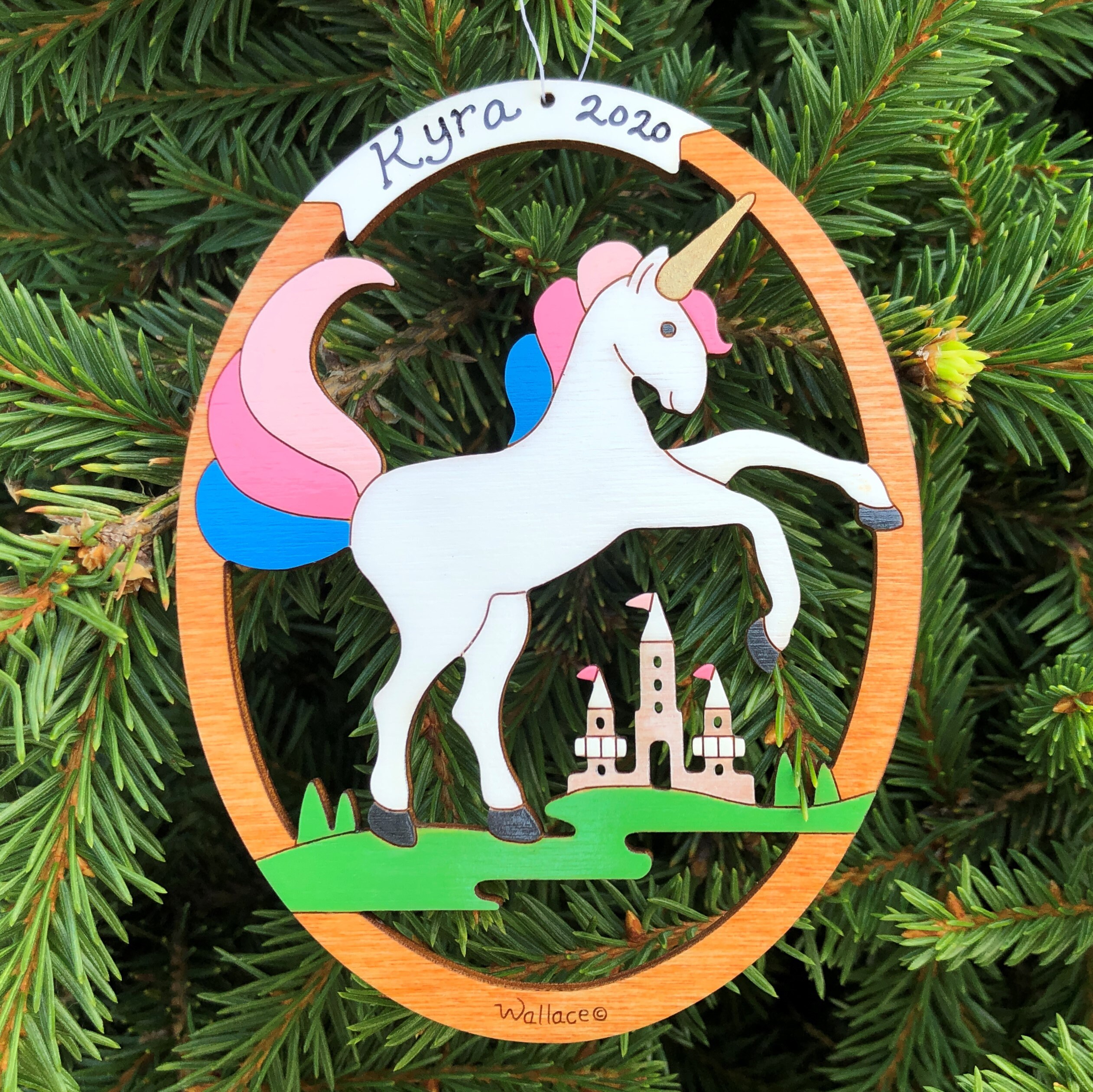 Personalized Unicorn Christmas Ornament Wood Laser Cut Etsy