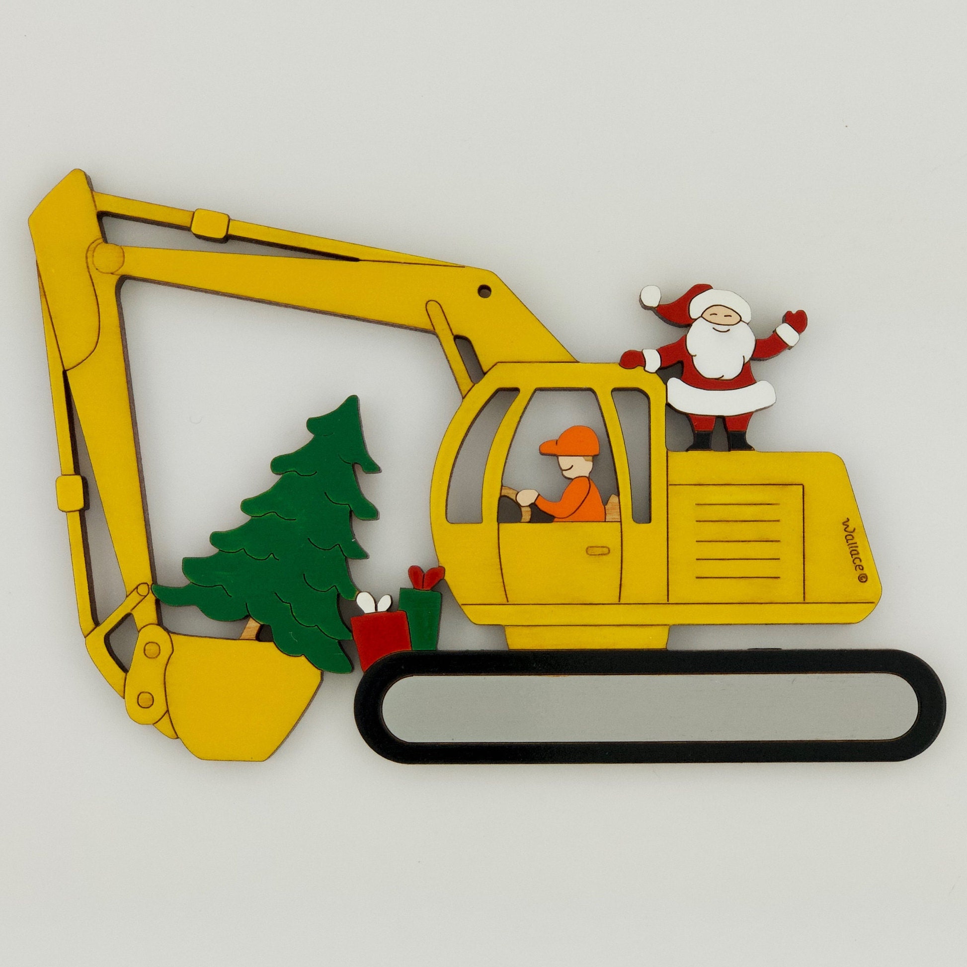 Personalized Christmas Excavator Construction Ornament Wood Etsy