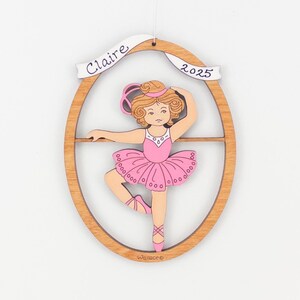 Personalized Ballet Dancer Christmas Ornament-Wood, Hand Painted, Laser Cut