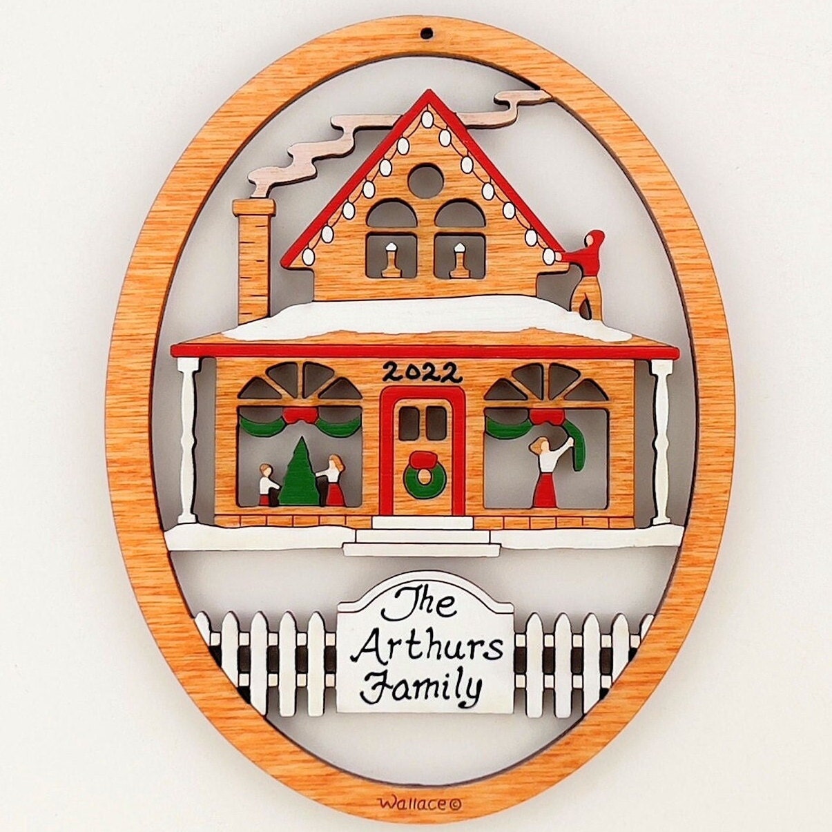 Personalized Family Decorating House for Christmas Ornament-wood, Laser ...