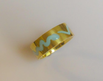 Almost Ouroboros ring with blue enamel serpent