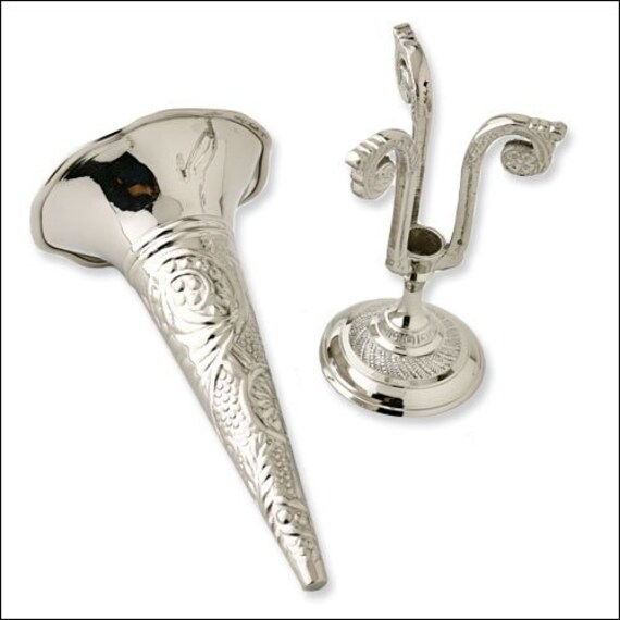 Items similar to Nickel Tussie Mussie & Holder, Silver tone. Tussy Mussy Bouquet Holder. Nosegay