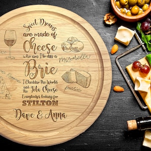 Cheese Board - Sweet Dreams Are Made of Cheese - Ideal Christmas gift, Wedding Gift, Anniversary Gift, Birthday Present, Retirement gift