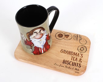 Personalised tea and biscuit board, Fathers Day Gift, Birthday gift, personalised serving board, Tea and Biscuit board Gift for Grandparent