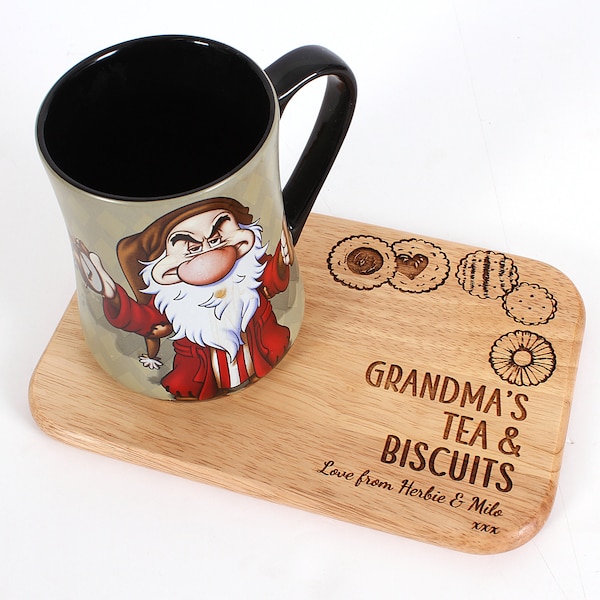 Personalised tea and biscuit board, Fathers Day Gift, Birthday gift, personalised serving board, Tea and Biscuit board Gift for Grandparent