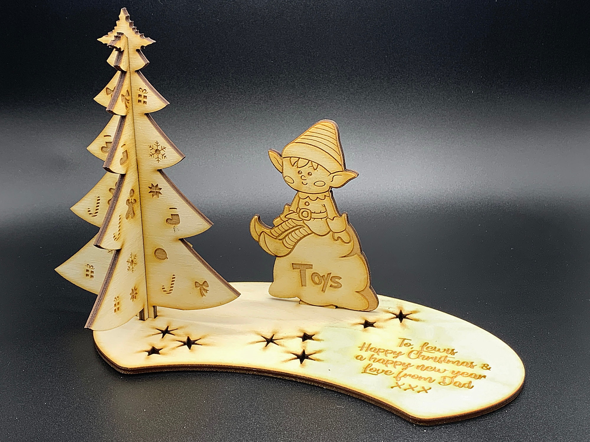 The 3D Christmas Card laser cut birchwood christmas card Etsy