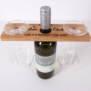 Personalised Wine Butler, Wooden bottle and glass holder. Ideal gift for couples, anniversary, wedding