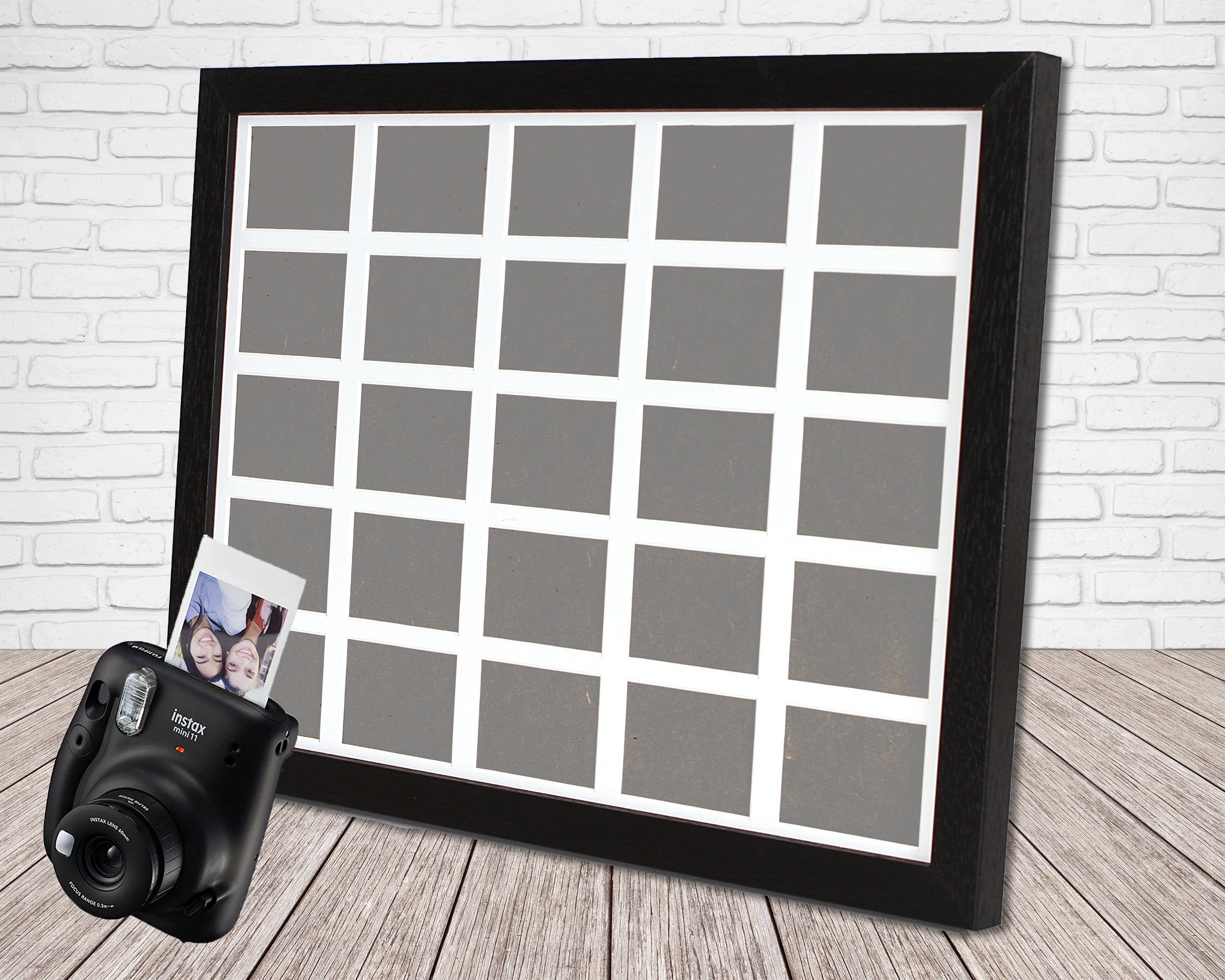 Instax Mini Multi Aperture Wooden Photo Frame. Holds 25 instax sized Photos. 40x30cm. IX3