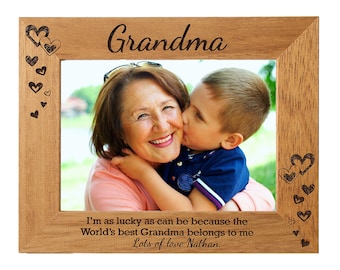 Personalised Photo Frame, Nanny, Grandma, Grandparents - Portrait or landscape -  6 colours available and 12 sizes (EF8)