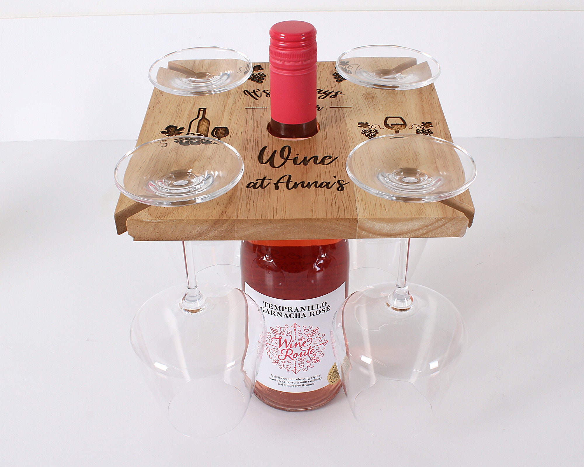 Personalised 4 Glass Wine Butler Wooden Wine Glass and Bottle Holder. Ideal Gift for Couples Christmas Anniversary Wedding Etsy Australia