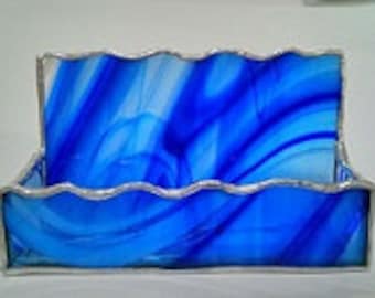 Business Card Holder, stained glass office supply, Desk Accessory