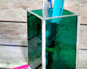 Pen Holder, stained glass office supply, Desk Accessory