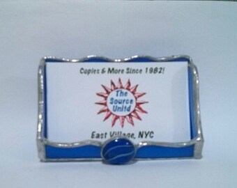 Business Card Holder, stained glass office supply, Desk Accessory