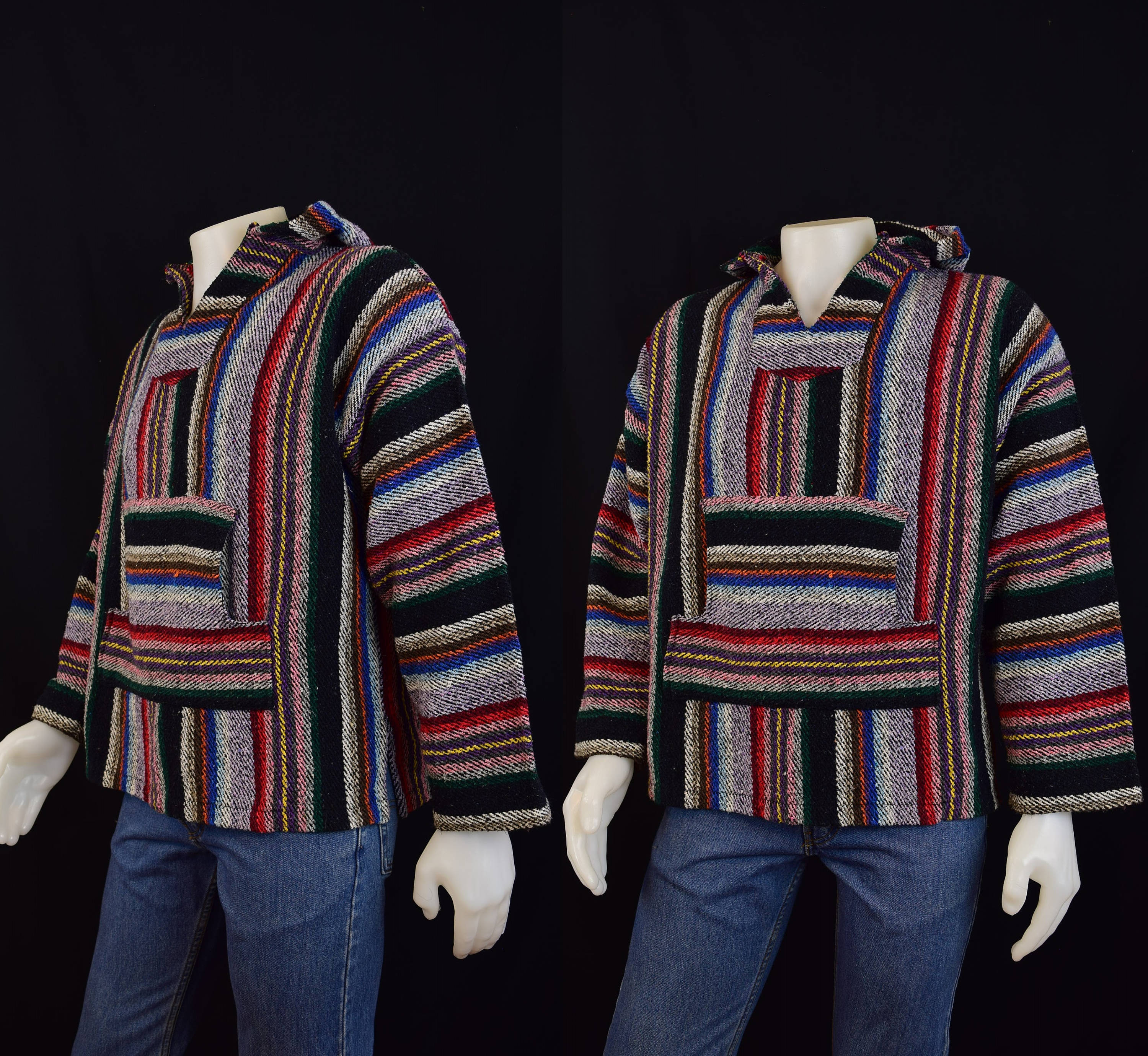 Vintage Baja Drug Rug Hoodie Pullover Striped Pullover Etsy
