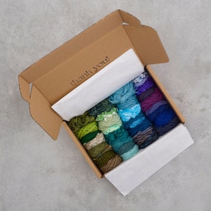 Green & Blue Tapestry Yarn Bundle with Weaving Instruction E-Booklet - Mixture of natural fibres and weights, Weaving Yarn Pack