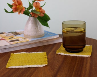 Set of 4 Mustard Woven Coasters - Sustainably made in Brighton UK