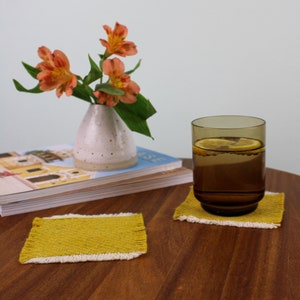 Set of 4 Mustard Woven Coasters Sustainably made in Brighton UK image 1